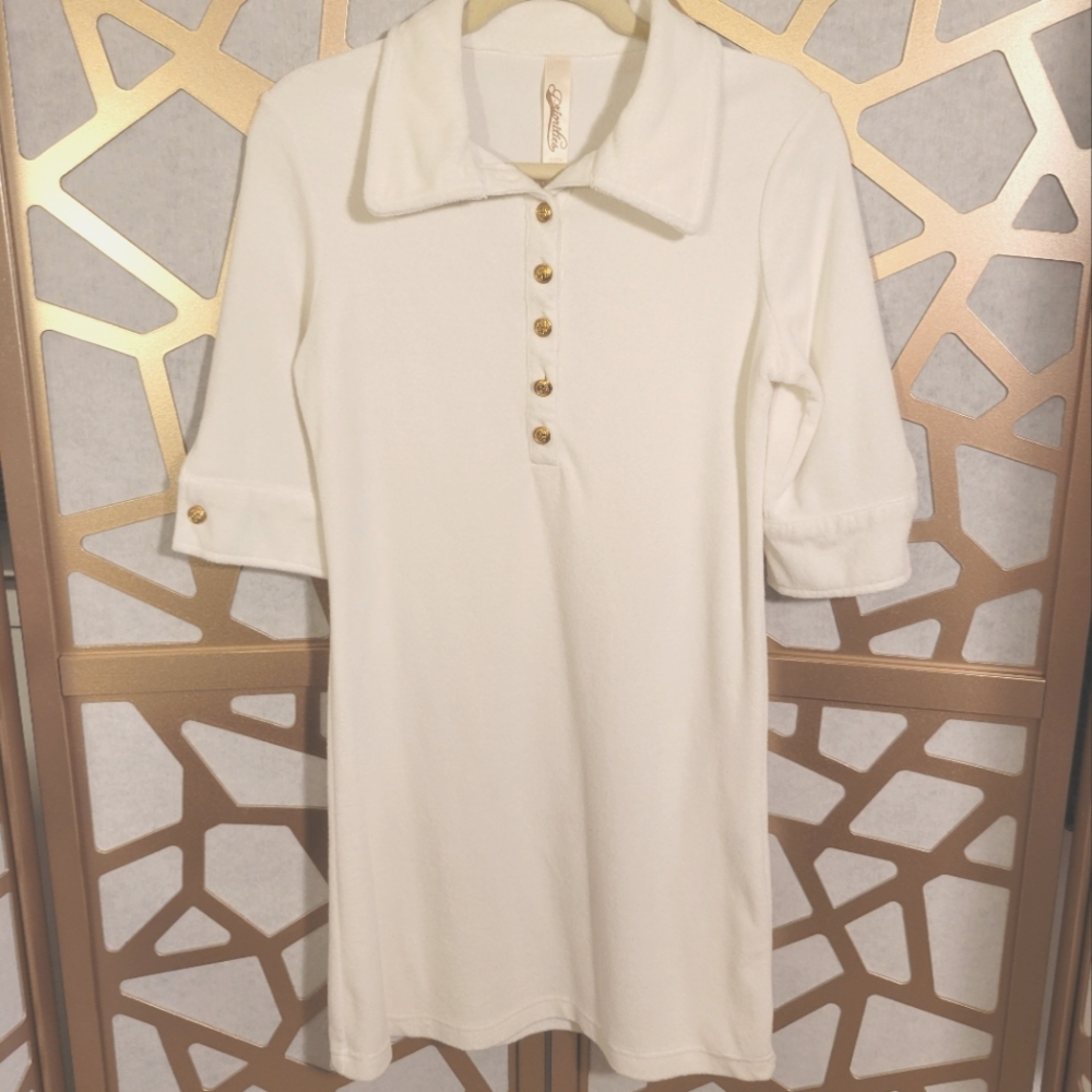 VINTAGE PRIORITIES White Terrycloth Shirt Dress